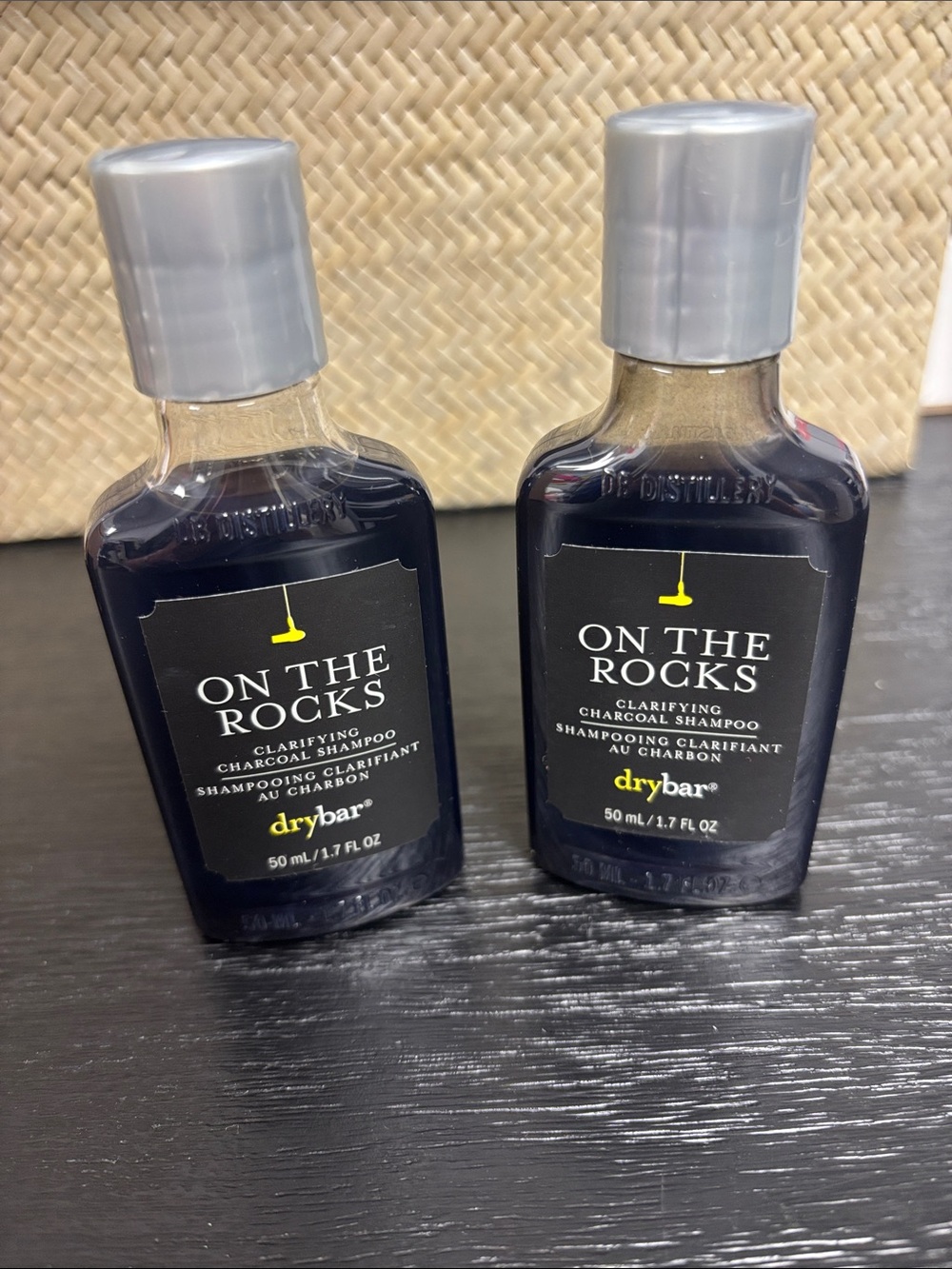 2 pc bundle duo Drybar brand On The Rocks Clarifying Charcoal hair wash 1.7 oz